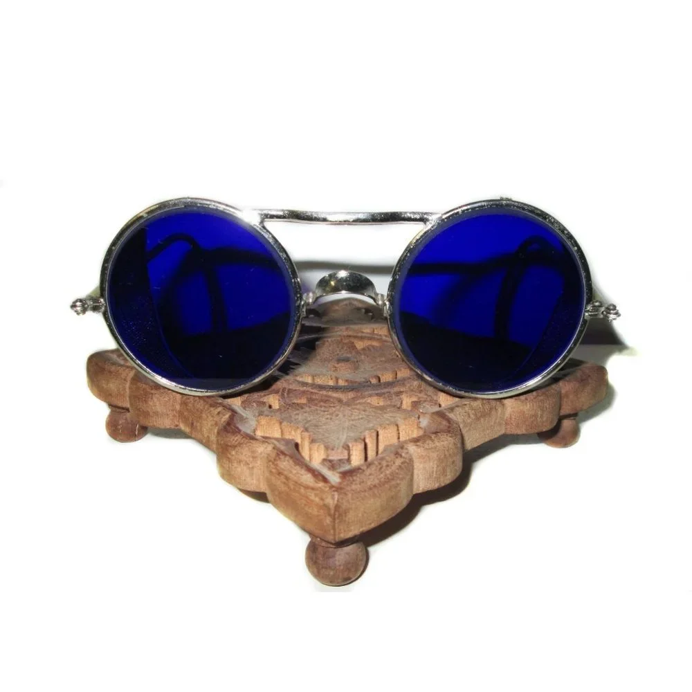 Antique Cobalt Blue Willson Sunglasses Goggles Old Vtg Steampunk Safety Glasses